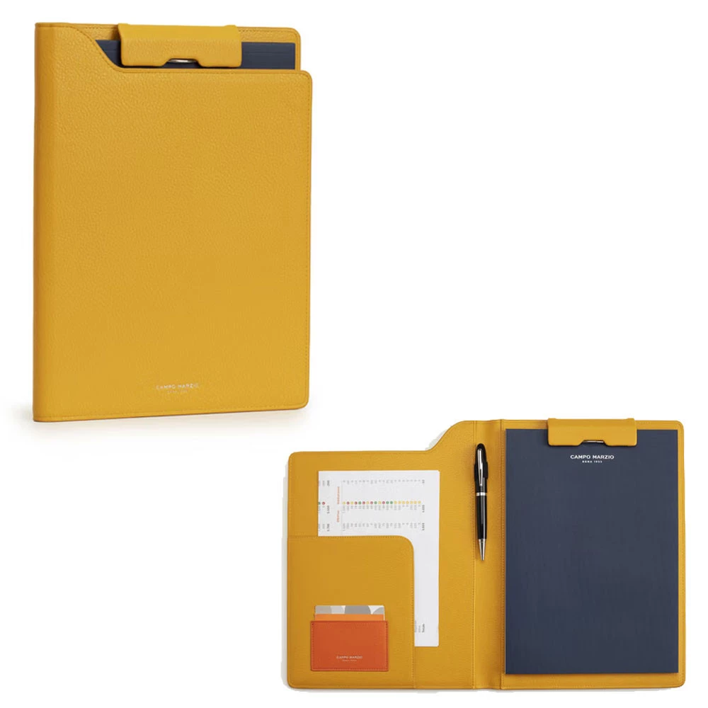 Portablocco A4 con Clip Hudson Similpelle Giallo Campo Marzio