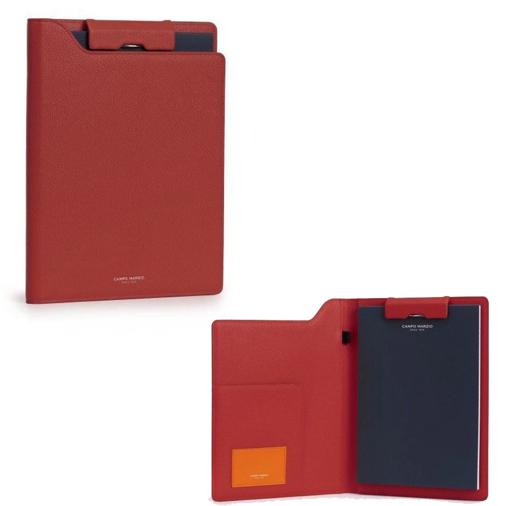 Portablocco A4 con Clip Hudson Similpelle Rosso Campo Marzio