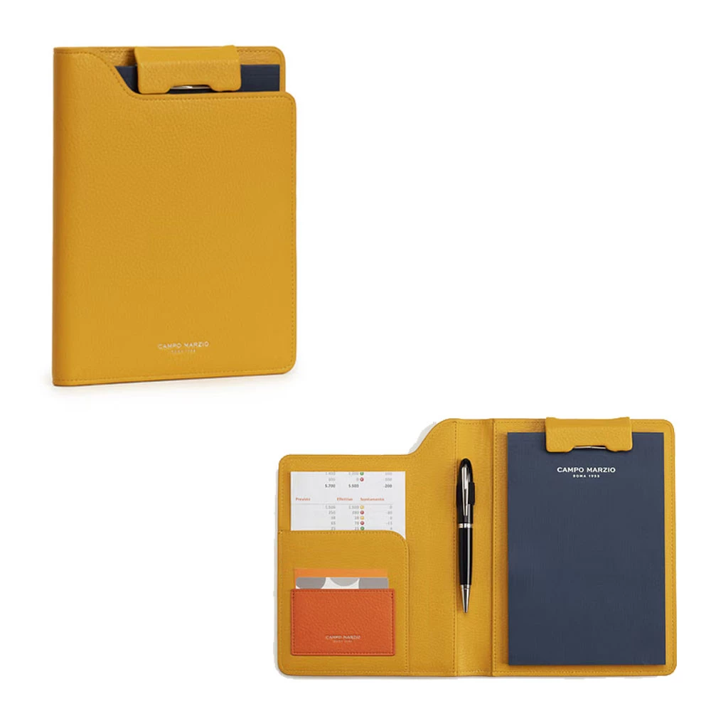 Portablocco A5 con Clip Darwin Similpelle Giallo Campo Marzio