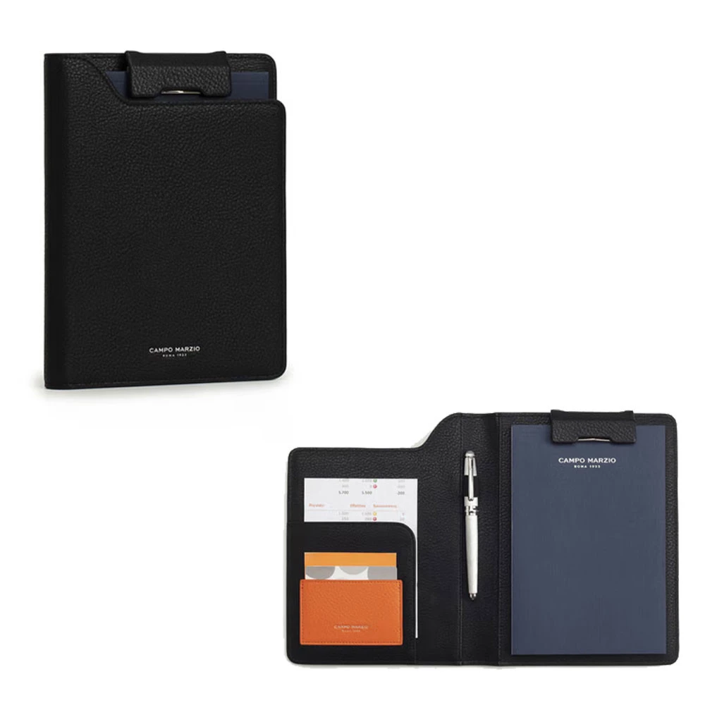Portablocco A5 con Clip Darwin Similpelle Nero Campo Marzio