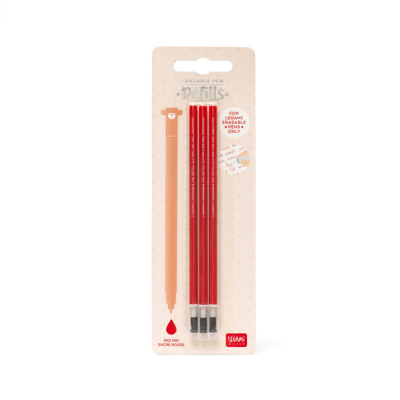 Legami Refill Penna Gel Cancellabile Rosso 3 pz | Lema Scuola Regali