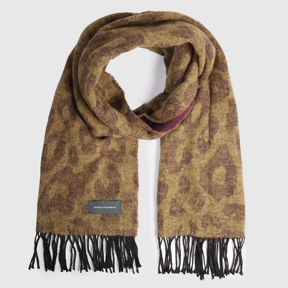 Sciarpa Lana Donna Animalier con Frange Piquadro Cuoio SC6872SC23