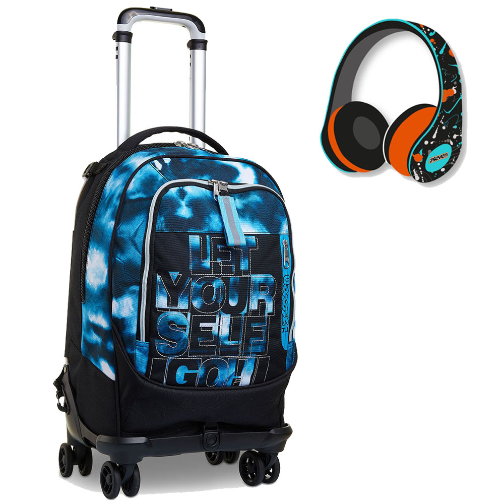 Trolley 4 ruote 4WD Seven Zaino sganciabile 201002158 Dip & Sky cuffie omaggio |lema