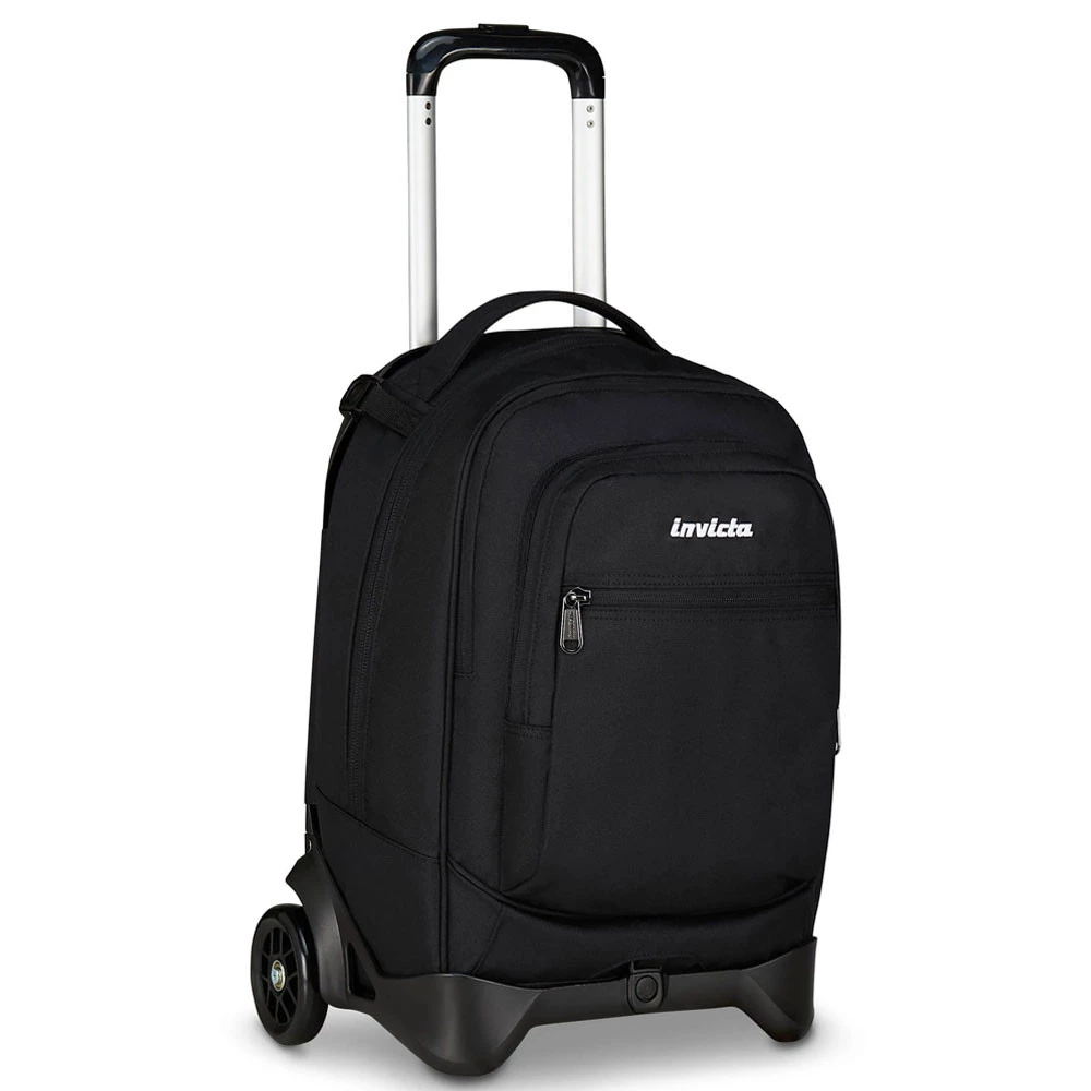 Trolley Scuola Invicta Plain Jet Black Zaino Sganciabile 34lt