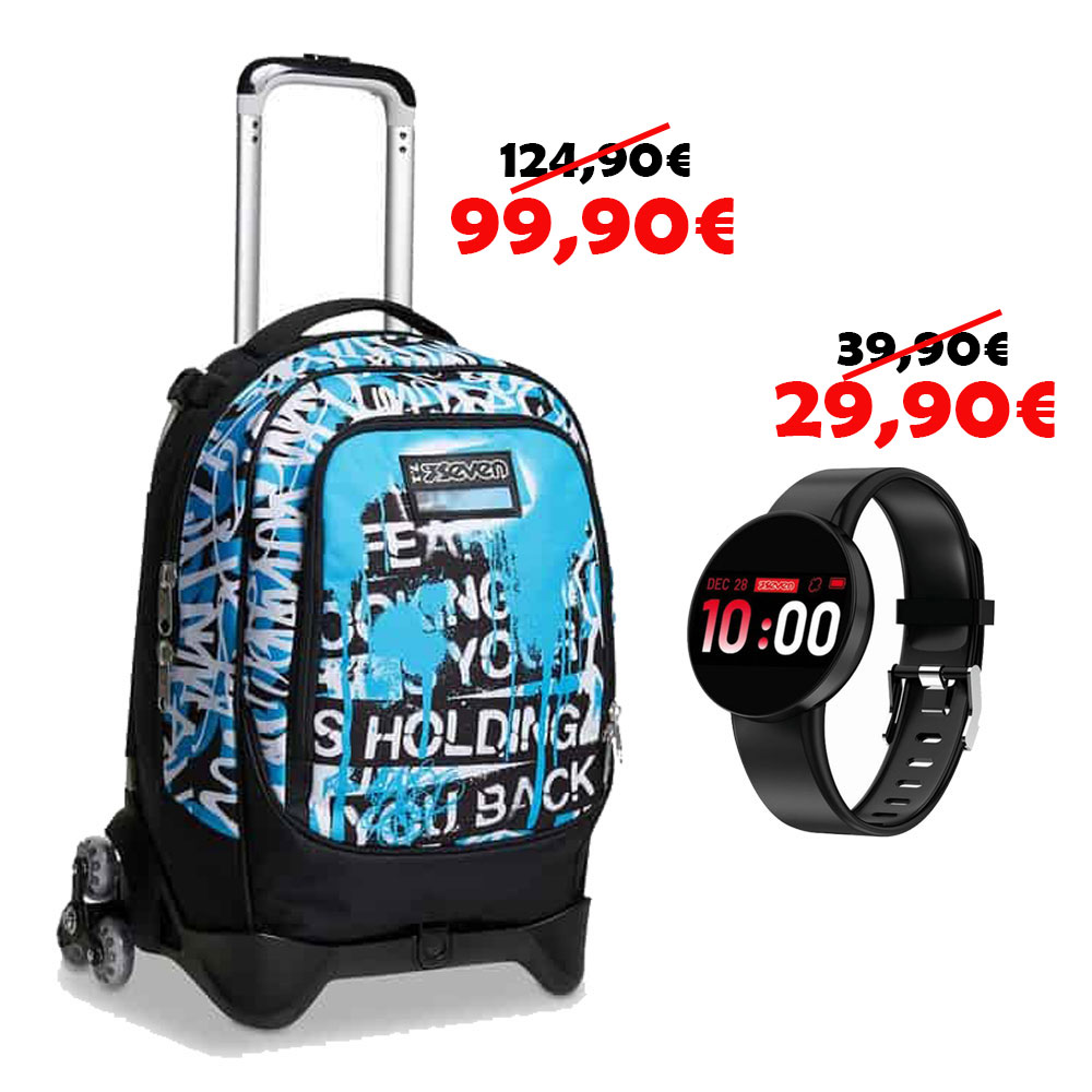 Trolley Scuola Elementtare Bambino Seven Jack 3WD Dripped Boy 3 Ruote Smartwatch Android IOS