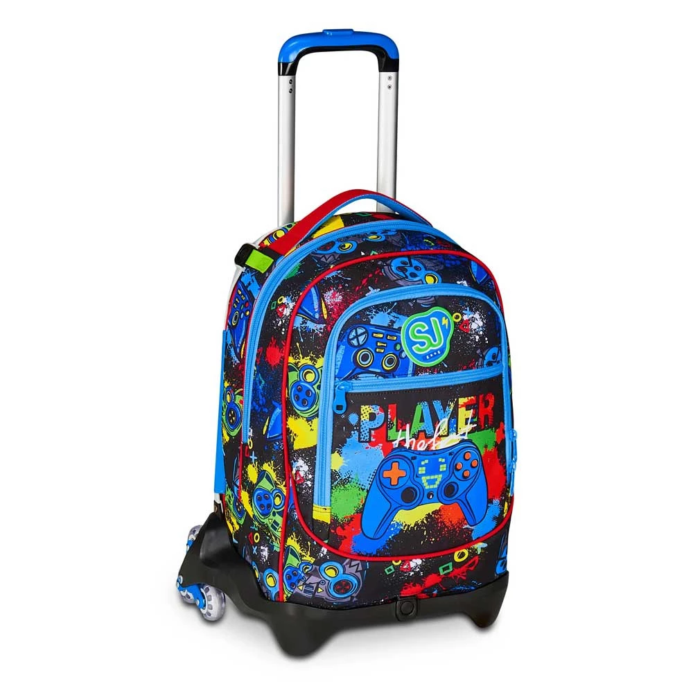 Trolley Seven Sj Gang 3 Ruote Game Led Boy Zaino Sganciabile 33lt Elementari