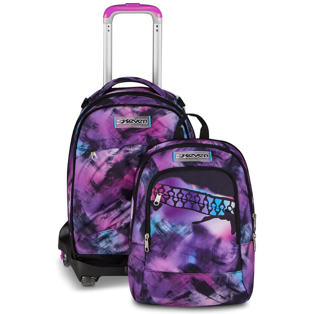 Trolley 8 Ruote Seven New Detach Pink Fusion Girl 43lt con Zainetto