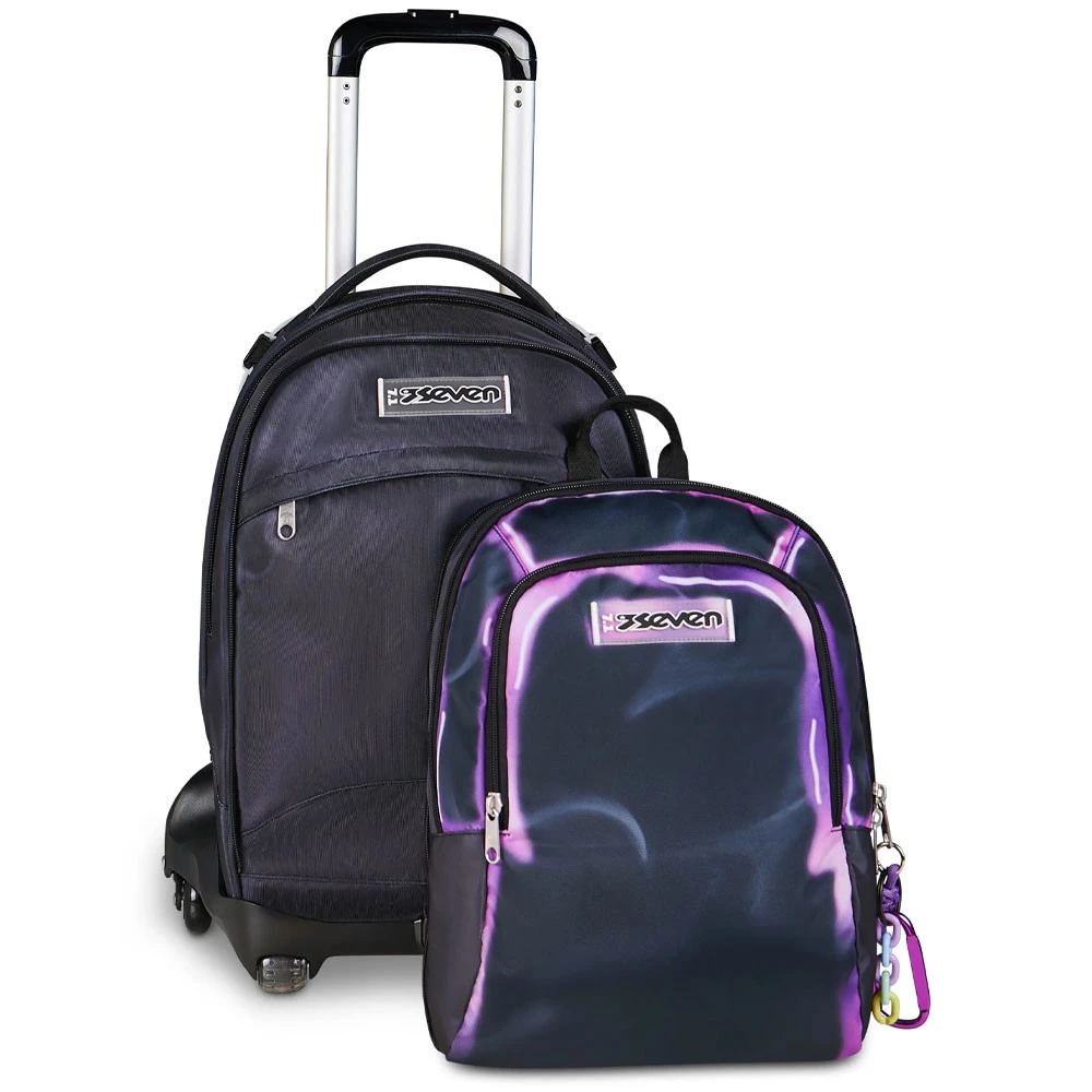 Trolley 8 Ruote Seven Detach Shadow Of Color Rosa 43lt con Zainetto