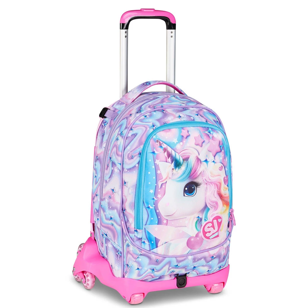 Trolley 8 Ruote Seven Sj Gang Glow Led Unicorn Girl Zaino 34lt