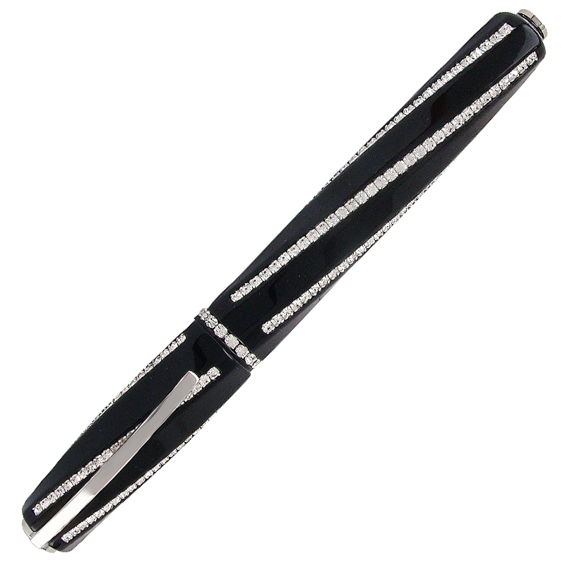Penna Roller Visconti Divina Royale nera con swarovski lema san miniato