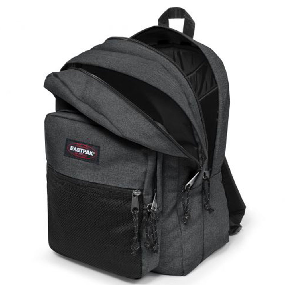 Zaino Eastpak Pinnacle Black Denim 38lt aperto | Lema Scuola