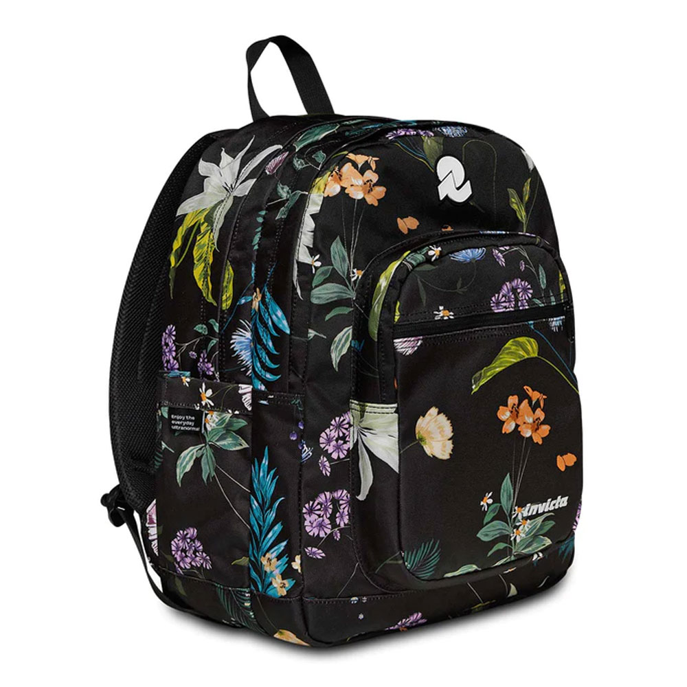 Zaino Invicta Jelek Fantasy Black Flowers Doppio Scomparto 38lt
