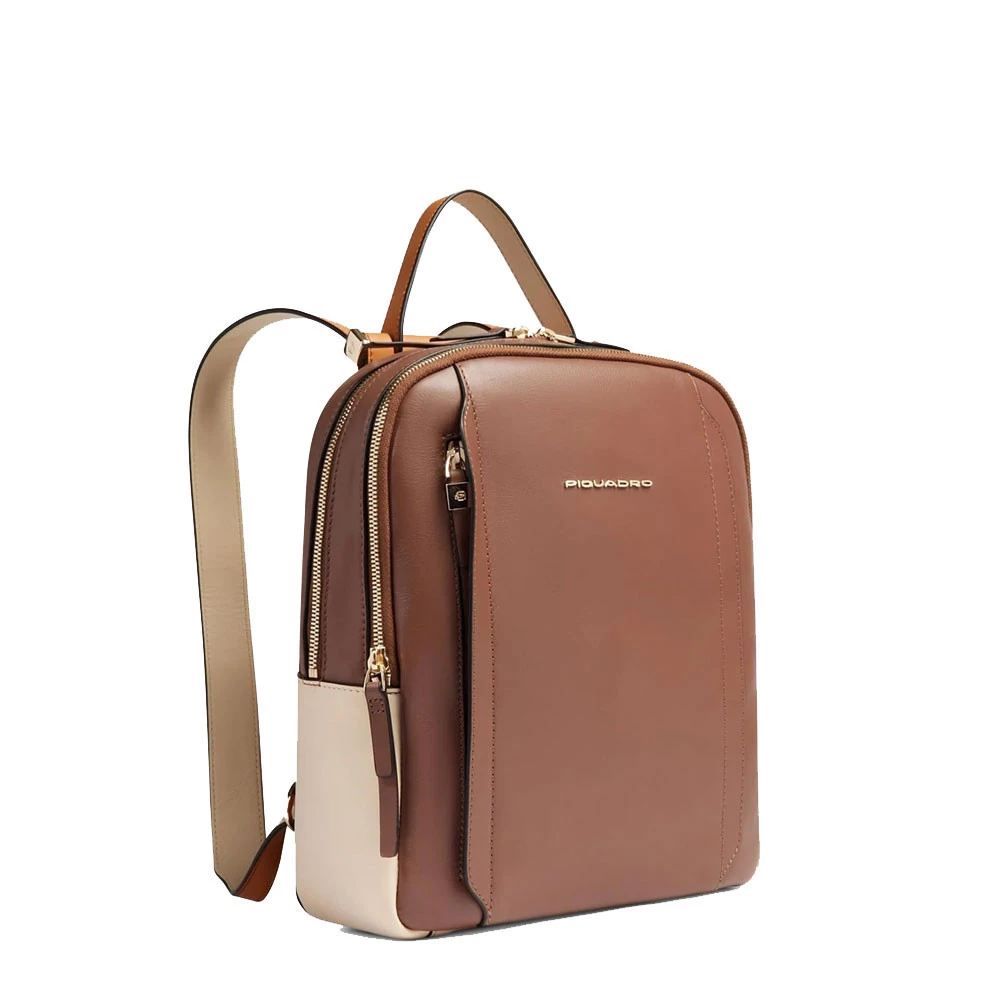 Zaino Donna in Pelle Piquadro Marrone-Beige CA5566W92