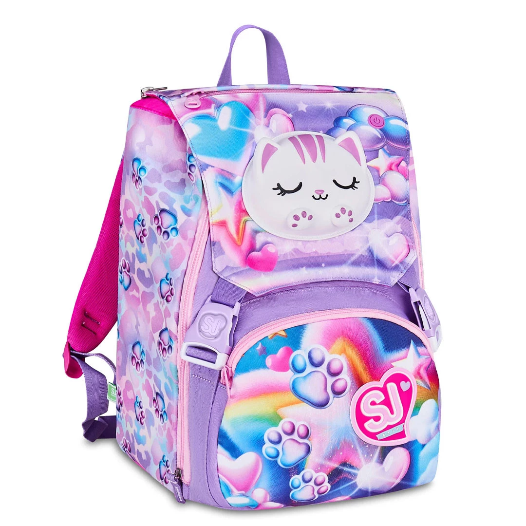 Zaino Estendibile Seven Sj Gang Glowcat Bambina Scuola Elementare 24lt