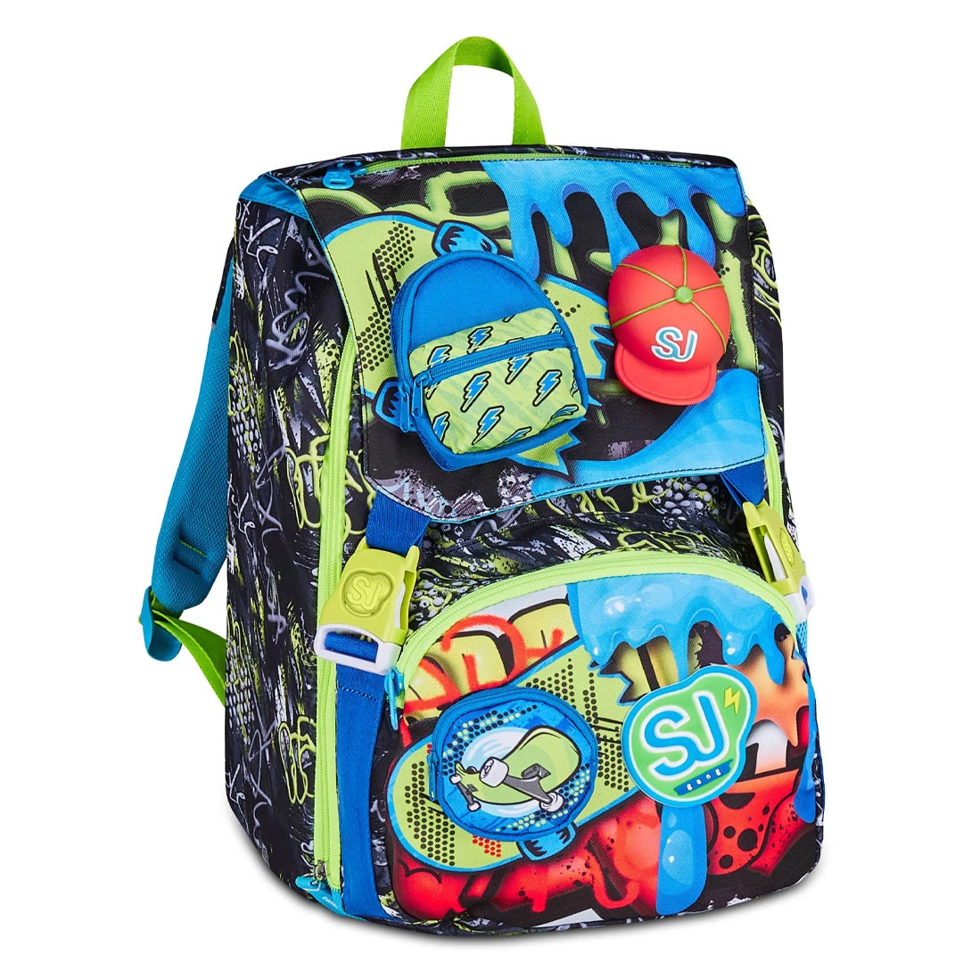 Zaino Estendibile Seven Sj Gang Soft Pouch Boy Bambino Scuola Elementare 24lt