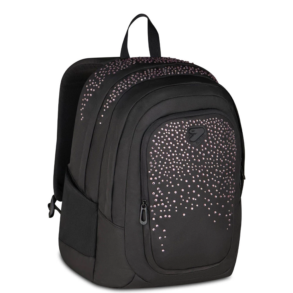 Zaino Scuola Seven Tech Glitzycute Nero/Rosa 29lt Doppio Scomparto