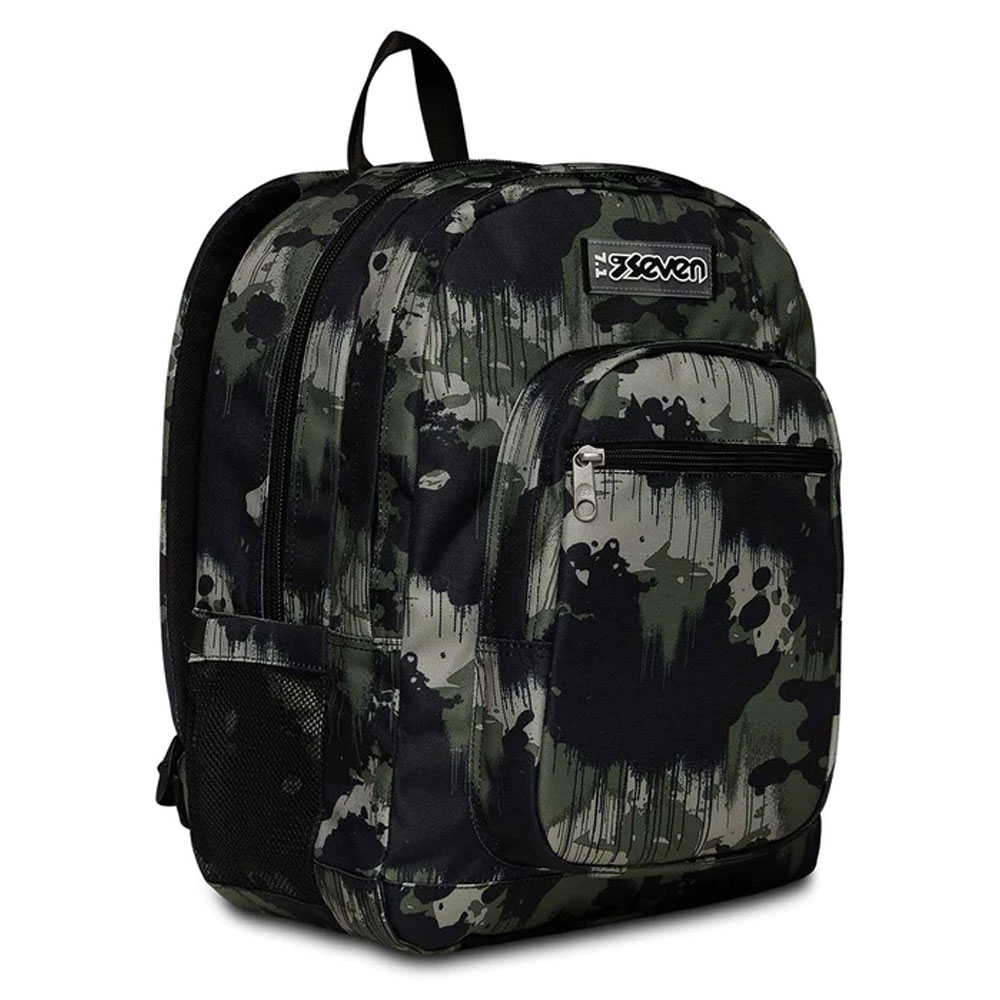 Zaino Scuola Seven Freethink Boy Doppio Scomparto Camo Green 34lt