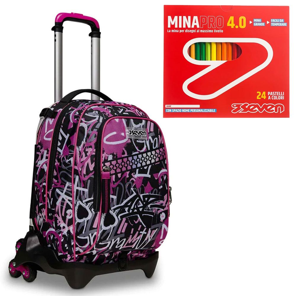 Trolley Scuola Seven Jack 3WD 3 Ruote Chulky Zaino Sganciabile 34lt