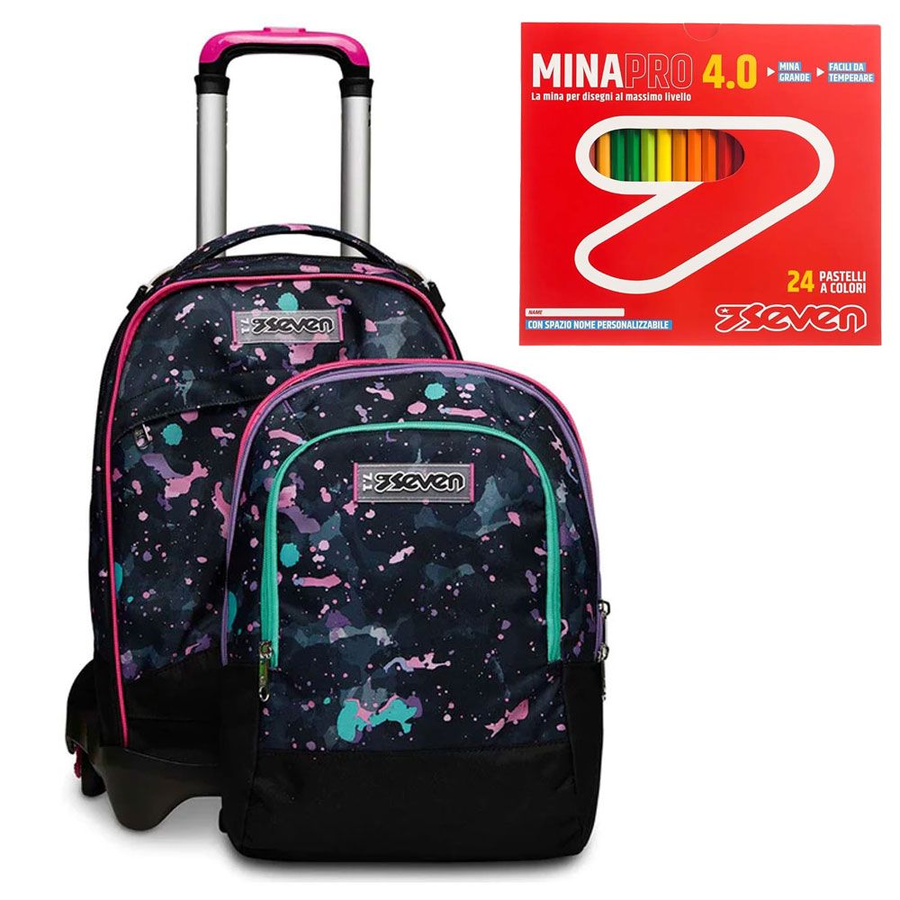 Trolley Scuola Seven 3WD-DETACH Fluo String Girl Sganciabile 47lt
